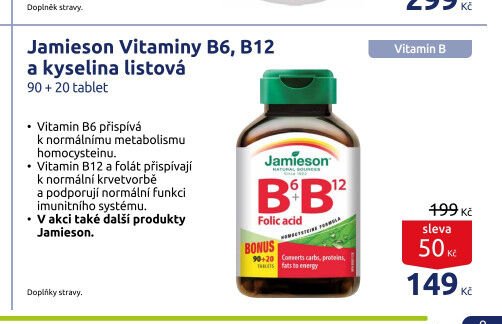 Jamieson Vitaminy B6, B12 a kyselina listová