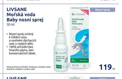 LIVSANE Mořská voda Baby nosní sprej 30 ml