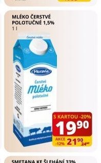 Mléko čerstvé polotučné 1,5%