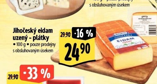 Jihočeský eidam uzený - plátky