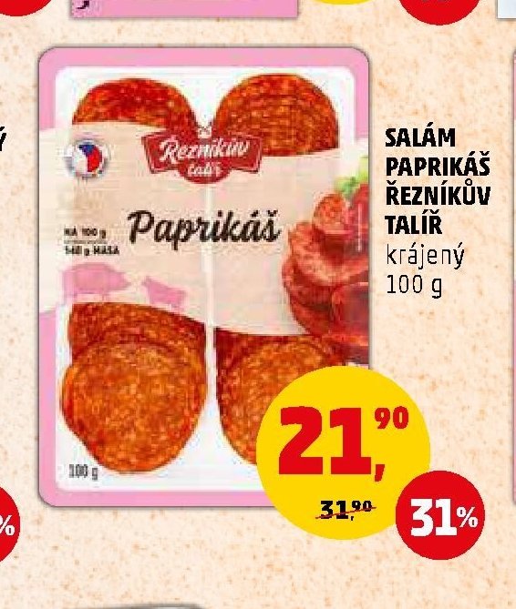 SALÁM PAPRIKÁŠ ŘEZNÍKŮV TALÍŘ 100 g