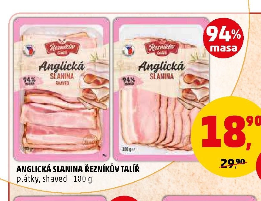 ANGLICKÁ SLANINA ŘEZNÍKŮV TALÍŘ plátky, shaved | 100 g