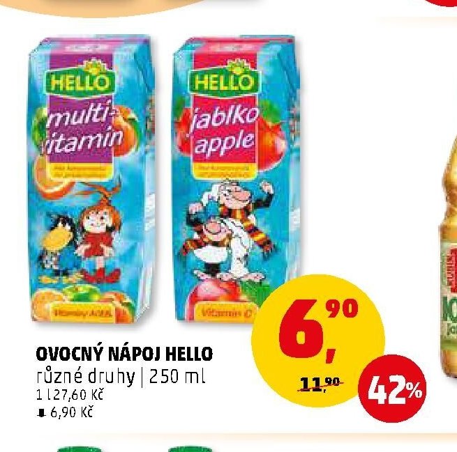 Ovocný nápoj Hello různé druhy 250 ml