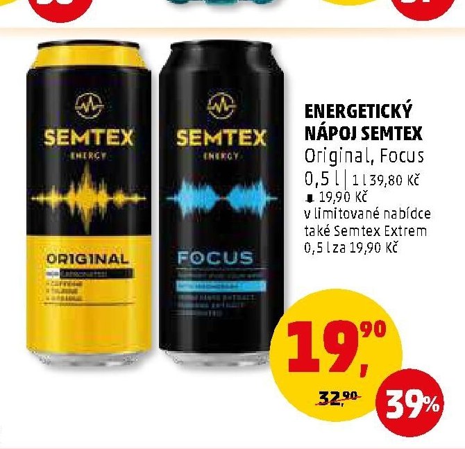 Energetický nápoj Semtex Original, Focus 0,5 l