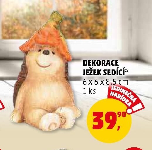 DEKORACE JEŽEK SEDÍCÍ