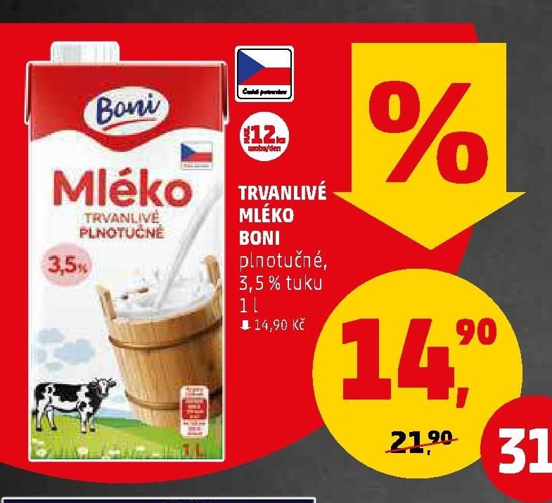 Trvanlivé mléko Boni
