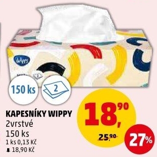 Papírové kapesníčky 2vrstvé Wippy - box