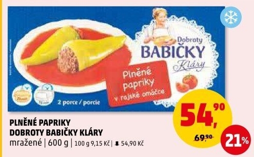 Papriky plněné v rajské omáčce mražené Dobroty babičky Kláry