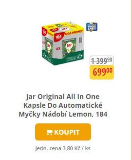 Jar Original All In One Kapsle Do Automatické Myčky Nádobí Lemon, 184
