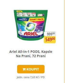 Ariel All-in-1 PODS, Kapsle Na Praní, 72 Praní