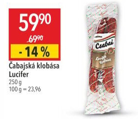 Čabajská klobása Lucifer Csabahús
