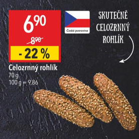 Celozrnný rohlík