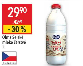 Mléko čerstvé selské Olma - 3,5% plnotučné