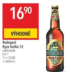 Pivo světlý ležák 12° Ryze hořká Radegast