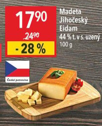 Sýr Eidam uzený 44% Jihočeský Madeta