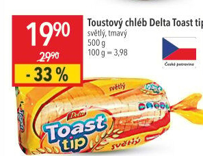 Toustový chléb Toast tip Delta