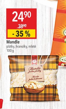 Mandle plátky, hranolky, mleté