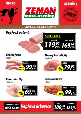 akční leták ZEMAN maso - uzeniny 9.10.2023-14.10.2023