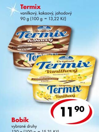 Termix vanilkový, kakaový, jahodový