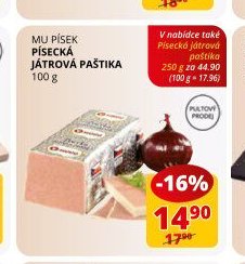 MU PÍSEK PÍSECKÁ JÁTROVÁ PAŠTIKA 100 g