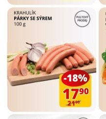 KRAHULÍK PÁRKY SE SÝREM 100 g