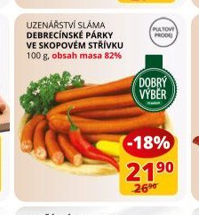 UZENÁŘSTVÍ SLÁMA DEBRECÍNSKÉ PÁRKY VE SKOPOVÉM STŘÍVKU 100 g