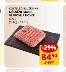 KOSTELECKÉ UZENINY MĚLNĚNÉ MASO VEPŘOVÉ A HOVĚZÍ 600 g