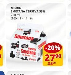 MILKIN SMETANA ČERSTVÁ 33% 250 ml