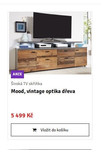Široká TV skříňka Mood, vintage optika dřeva - ASKO akcniletaky.com