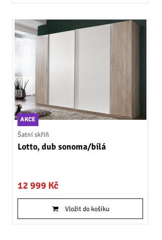 Šatní skříň Lotto, dub sonoma/bílá - ASKO akcniletaky.com