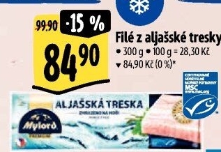 Aljašská treska filé bez kosti mražené Premium Mylord