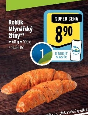 Rohlík Mlynářský žitný Albert