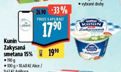 Zakysaná smetana Mlékárna Kunín 15%