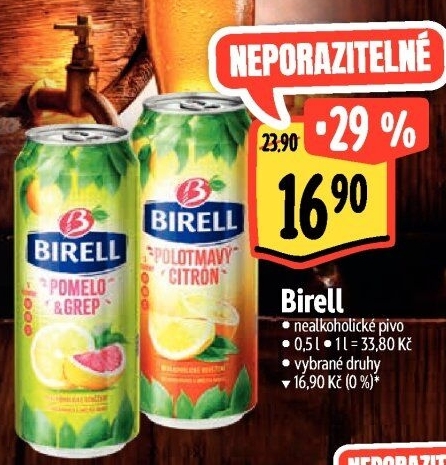 Nealkoholické pivo ochucené Birell