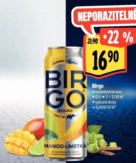 Nealkoholické pivo ochucené Birgo