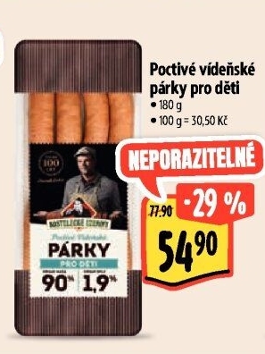 Párky vídeňské poctivé dětské Kostelecké uzeniny