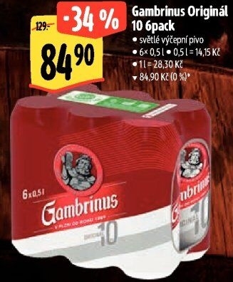 Pivo světlé výčepní Originál 10° Gambrinus