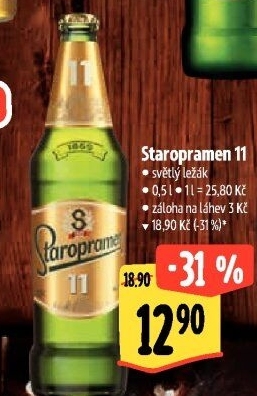Pivo světlý ležák 11° Staropramen