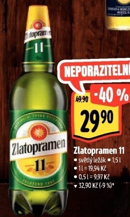 Pivo světlý ležák 11° Zlatopramen