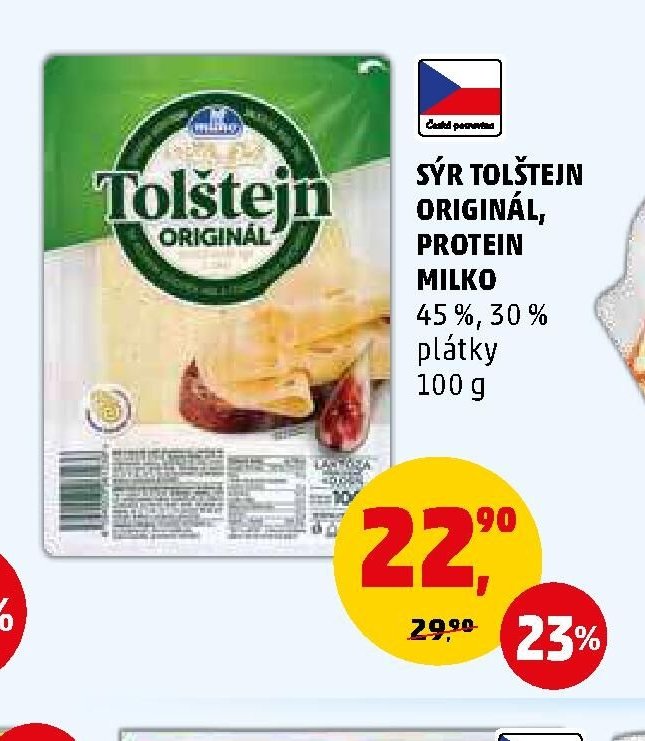 SÝR TOLŠTEJN ORIGINÁL, PROTEIN MILKO 100 g