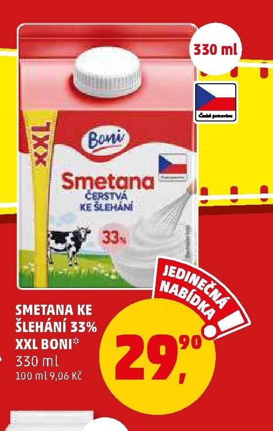 SMETANA KE ŠLEHÁNÍ 33% XXL BONI