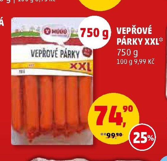 VEPŘOVÉ PÁRKY XXL