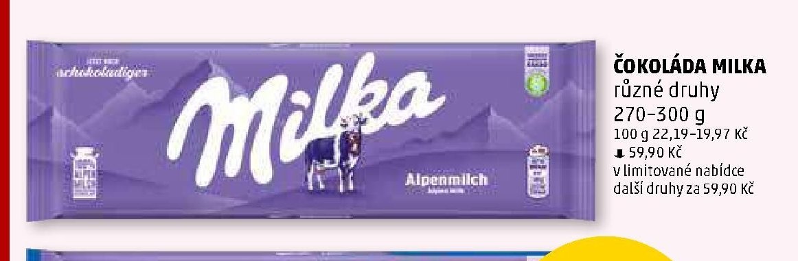 ČOKOLÁDA MILKA různé druhy