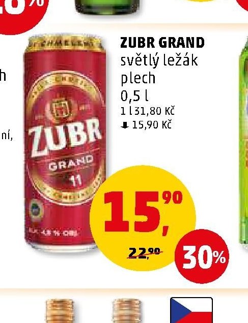 ZUBR GRAND světlý ležák plech