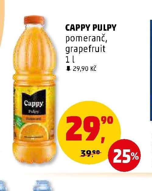 CAPPY PULPY pomeranč, grapefruit 1 l