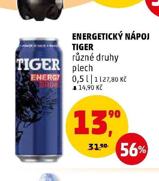 ENERGETICKÝ NÁPOJ TIGER různé druhy plech 0,5 l