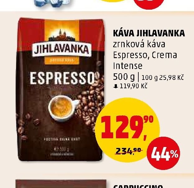 KÁVA JIHLAVANKA zrnková káva Espresso, Crema Intense 500 g