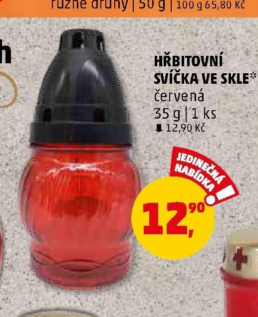 HŘBITOVNÍ SVÍČKA VE SKLE (červená)