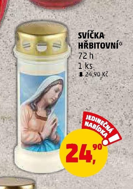 SVÍČKA HŘBITOVNÍ (obrázek Panny Marie)