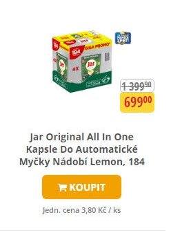 Jar Original All In One Kapsle Do Automatické Myčky Nádobí Lemon, 184